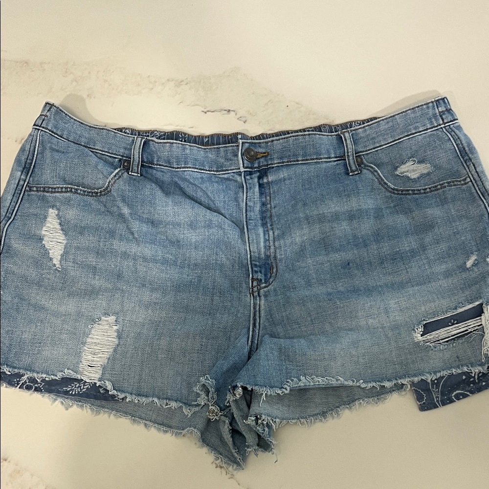Aerie Light Blue Distressed Jean Shorts